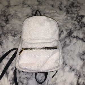 White fluffy mini backpack